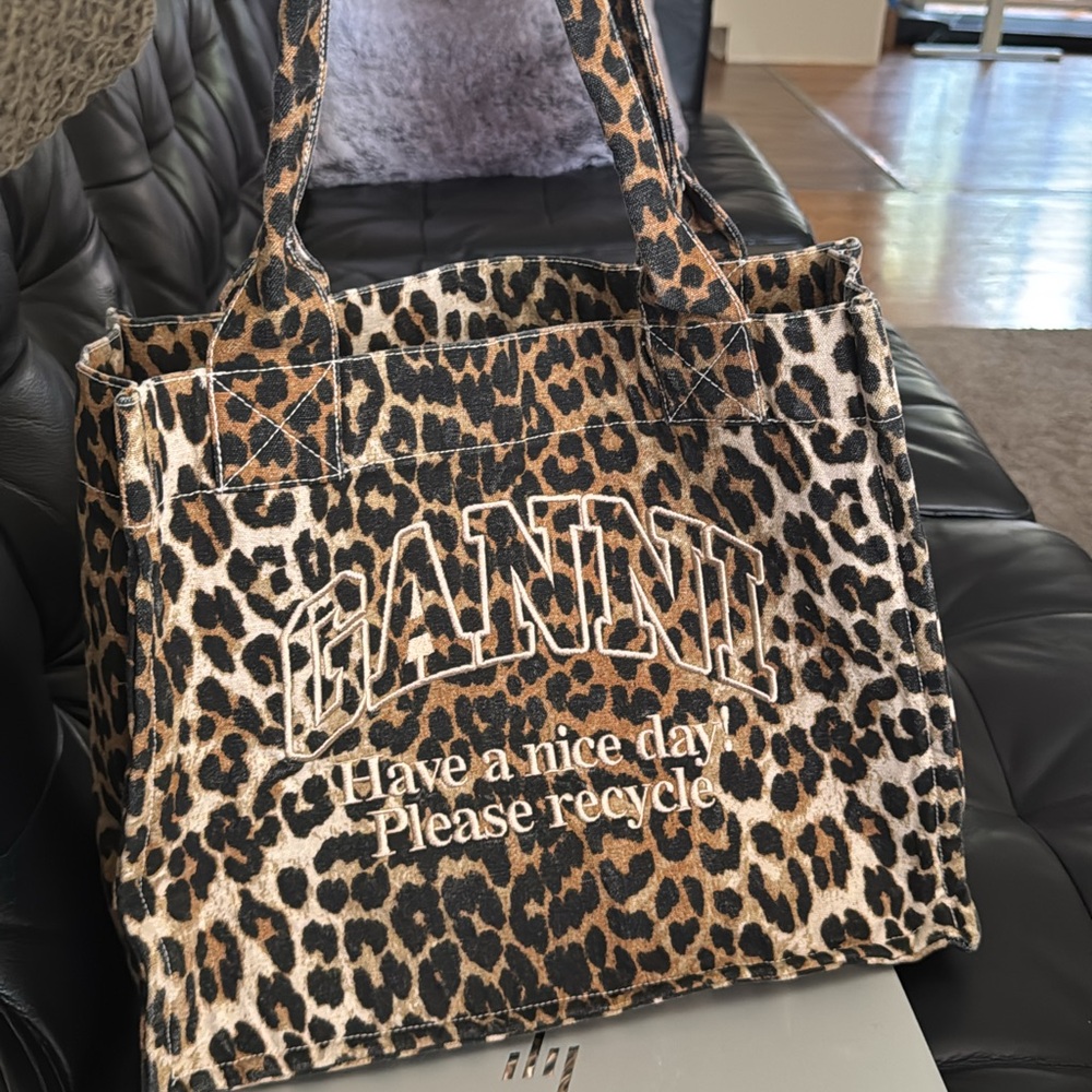 Ganni Leopard Print Tote Bag
